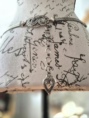 Brighton Bali Hai Silver-Plated Chain Belt with Heart Drop Small